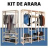 Conjunto Closet De Madeira Aberto E Cabideiro Triplo Mostruário Estilo Rústica Nova Decor Movel Mult - 2