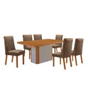 Ver imagem 1 de Mesa de Jantar Isadora Yasmin 180 cm Tampo MDF Canto Copo Laminado com 6 Cadeiras Moderna Mobília