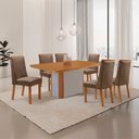 Ver imagem 2 de Mesa de Jantar Isadora Yasmin 180 cm Tampo MDF Canto Copo Laminado com 6 Cadeiras Moderna Mobília