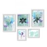 Conjunto 5 Quadros Decorativos Flores Efeito Turquesa Los Quadros - 1