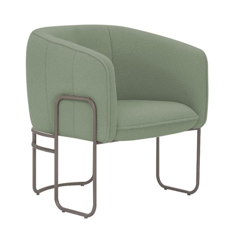 Poltrona Sala de Estar Marie Base Aço Titânio Bouclé Verde Claro - Nexta Casa