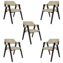 Ver imagem 1 de Kit 5 Cadeiras Sala de Jantar e Jogos Carteados Madeira Maciça Poker Pu Bege/preto G42 - Gran Belo