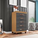 Ver imagem 2 de Cômoda Cannes 5 Gavetas Carvalho Americano Grafite - Incorplac