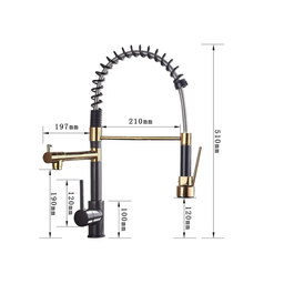 Torneira de Cozinha Gourmet Monocomando Preta e Dourada 50cm - Brinovar - 6