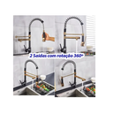Ver imagem 3 de Torneira de Cozinha Gourmet Monocomando Preta e Dourada 50cm - Brinovar
