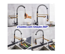 Ver imagem 3 de Torneira de Cozinha Gourmet Monocomando Preta e Dourada 50cm - Brinovar
