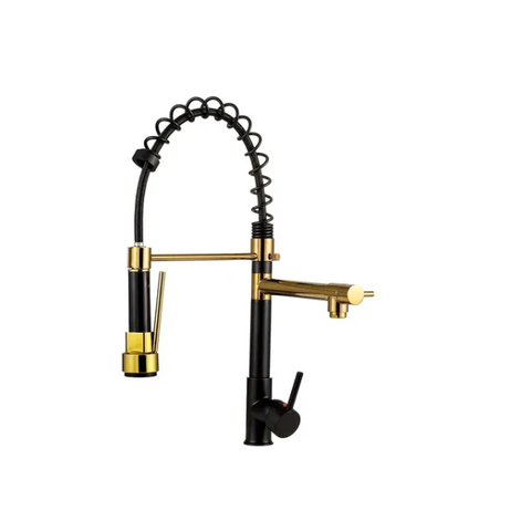 Torneira de Cozinha Gourmet Monocomando Preta e Dourada 50cm - Brinovar