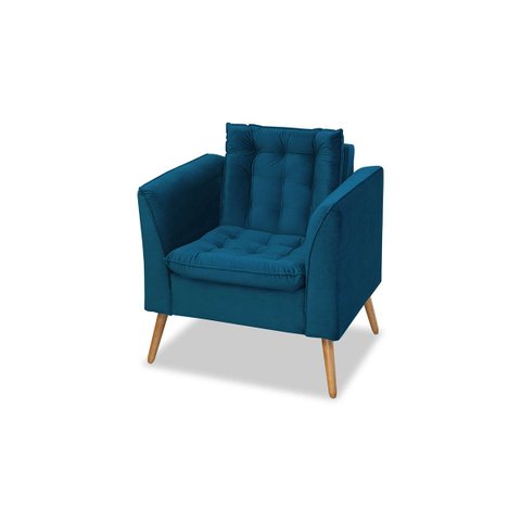 Poltrona Decorativa Sala e Quarto Phoenix Veludo Azul Lux - Meu Estofado Poltrona Decorativa Phoenix