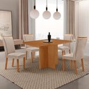 Ver imagem 1 de Mesa de Jantar Olímpia 120cm Tampo MDF Laminado Canto Copo com 4 Cadeiras Lisa