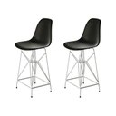 Ver imagem 1 de Kit 2 Banquetas Bistrô Alta Eames Preta Base Ferro Branco - Cor: Preto