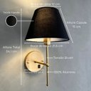 Ver imagem 3 de Arandela de Parede Clássica Alumínio Interruptor com Cúpula Tecido Algodão Ref 19