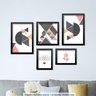 Conjunto 5 Quadros Decorativos Mosaico Geométrico Rosa Los Quadros - 2