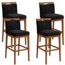 Ver imagem 1 de Kit 4 Banquetas Alta Cozinha Gourmet Conforto Suede:Suede Preto