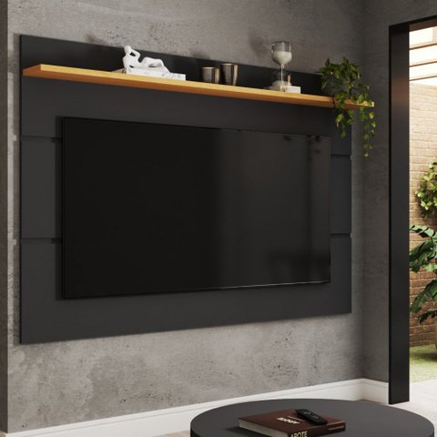 Painel para Tv até 70 Polegadas Bristol 1 Prateleira Black/freijo - Panorama Móveis