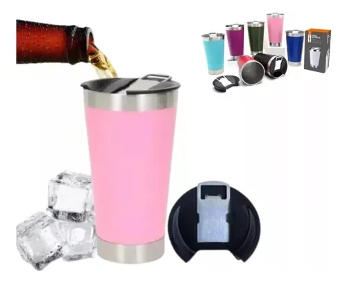 Copo Térmico Stanley Liso sem Logo Beer Pint 16oz 473ml Aço Inox, Abridor Rosa Stls8029-02rs - 2