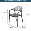 Ver imagem 4 de Cadeira com Braço Área Externa Juna Or Design Polipropileno Cinza Encosto Corda Ratan Sintético