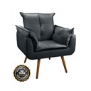 Ver imagem 5 de Poltrona Opala Para Sala Quarto Recepção Cadeira 1 Lugar Pés Palito Madeira MDF Cinza