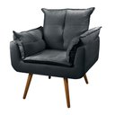 Ver imagem 2 de Poltrona Opala Para Sala Quarto Recepção Cadeira 1 Lugar Pés Palito Madeira MDF Cinza