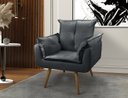 Ver imagem 1 de Poltrona Opala Para Sala Quarto Recepção Cadeira 1 Lugar Pés Palito Madeira MDF Cinza