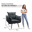 Ver imagem 6 de Poltrona Opala Para Sala Quarto Recepção Cadeira 1 Lugar Pés Palito Madeira MDF Cinza