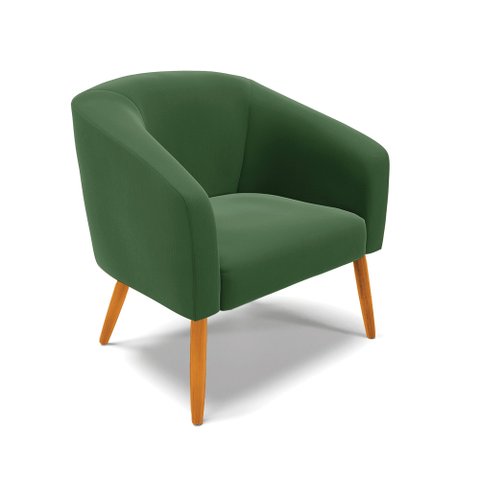 Poltrona Stella Suede Verde Pés Palito Castanho - D’Rossi