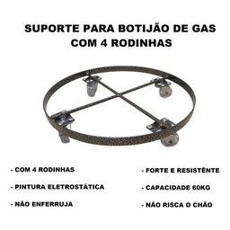 Suporte para Botijão de Gás C/ 4 Rodinhas Reforçado de Ferro - 5