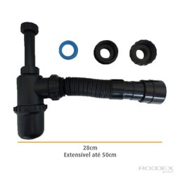 Sifão Sanfonado Copo Universal Black Extensível 50cm Kit 4un - 2