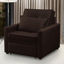 Ver imagem 5 de Poltrona Cama Solteiro Assento Dobrável Suede Marrom Sleep - Larbelle