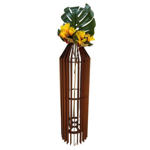 Vaso de Chão Decorativo Grande Mdf Penedo:marrom/90x20cm