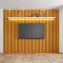 Ver imagem 5 de Painel Ripado para TV até 75 Polegadas com LED 100% MDF 230CMX220CM 2 Prateleiras Roma