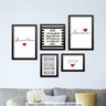 Conjunto 5 Quadros Decorativos Frases Amor Família e Paz Los Quadros - 2