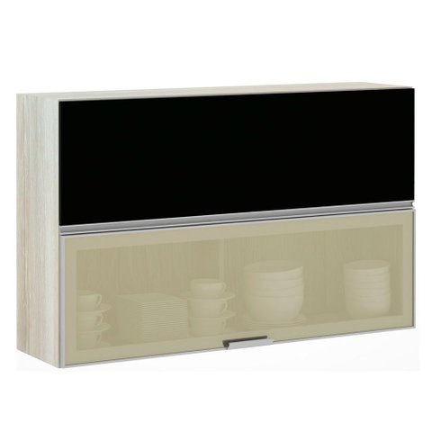 Armario Basculante Misto Luciane 120cm 1 Porta Fechada 1 Porta Alumínio com Vidro Reflecta Lis