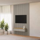 Ver imagem 1 de Painel Ripado Modular 180cm Ozero Mdp/mdf Nicho Arredondado Gris/tauari Fosco G77 - Gran Belo