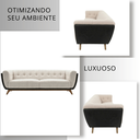 Ver imagem 6 de Sofá 2 Lugares 200cm Retrô Pés de Madeira Luxo Premium Estofado Bouclé Névoa Courino Preto P/ Sala