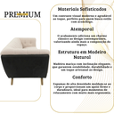 Ver mais imagens de Sofá 2 Lugares 200cm Retrô Pés de Madeira Luxo Premium Estofado Bouclé Névoa Courino Preto P/ Sala