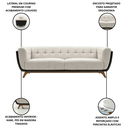 Ver imagem 5 de Sofá 2 Lugares 200cm Retrô Pés de Madeira Luxo Premium Estofado Bouclé Névoa Courino Preto P/ Sala
