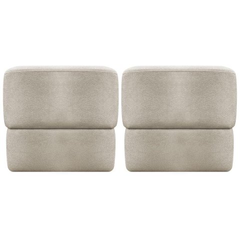 Kit 2 Puff Decorativo para Sala Aloy Persa Bege Bouclé