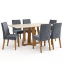 Ver imagem 2 de Conjunto Sala de Jantar Mesa Lisa 160cm Tampo MDF Canto Reto 6 Cadeiras Flávia