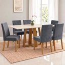 Ver imagem 1 de Conjunto Sala de Jantar Mesa Lisa 160cm Tampo MDF Canto Reto 6 Cadeiras Flávia