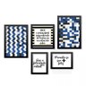 Conjunto 5 Quadros Decorativos Abstrato Azul e Frases Los Quadros - 1