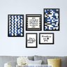 Conjunto 5 Quadros Decorativos Abstrato Azul e Frases Los Quadros - 2