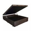 Ver imagem 1 de Base Box Baú Casal Blindado Suede Marrom 138x188x41cm