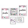 Conjunto 5 Quadros Decorativos Floral Frases Los Quadros - 1