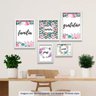 Conjunto 5 Quadros Decorativos Floral Frases Los Quadros - 2