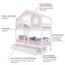 Ver imagem 4 de Treliche Casinha Dos Sonhos Madeira Maciça Rosa/ Branco Megamobilia