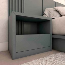 Cabeceira Casal e 2 Mesas C/ Gaveta e Nicho Mdf sob Medida Cor:cinza Sagrado - 2 Cabeceira Casal e 2 Mesas C/ Gaveta e Nicho Mdf sob Medida Cor:cinza Sagrado - 2