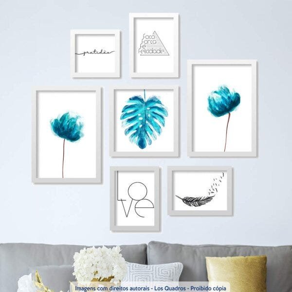 Conjunto 7 Quadros Decorativos Love Flores Los Quadros - 2