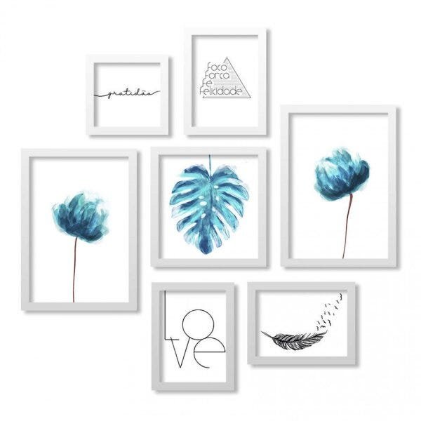 Conjunto 7 Quadros Decorativos Love Flores Los Quadros - 1