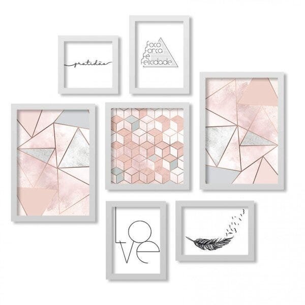 Conjunto 7 Quadros Decorativos Formas Geométricas Los Quadros - 1