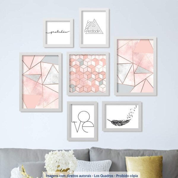 Conjunto 7 Quadros Decorativos Formas Geométricas Los Quadros - 2